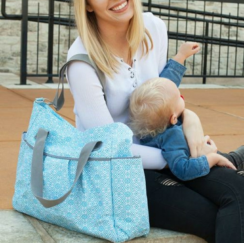 Waterproof Blue Coated Canvas Diaper Bag NWT